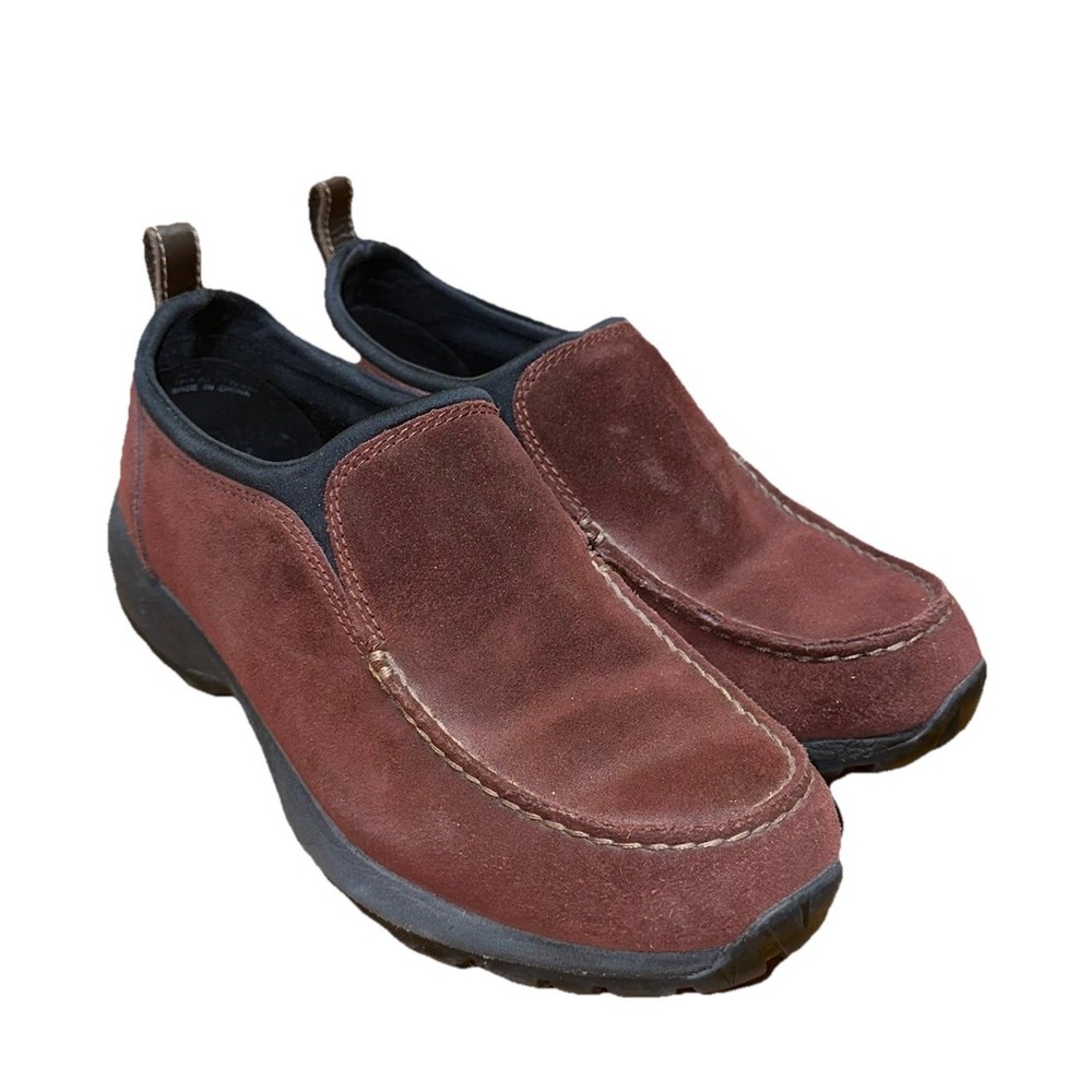 Land's End Burgundy Suede All Weather Slip-On Comfort Clogs Shoes Women's 9B